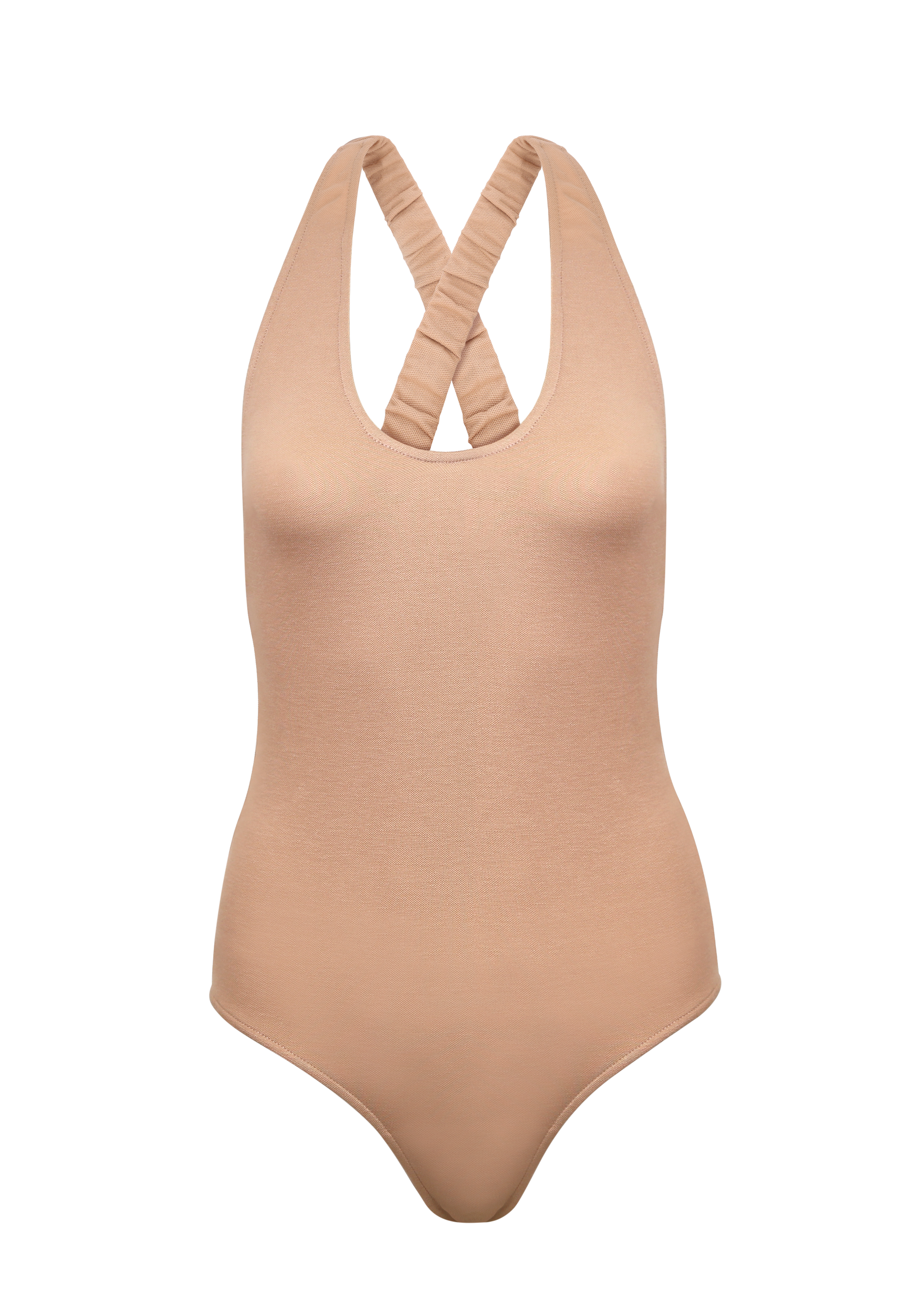 cross back bodysuit in cotton colour nude