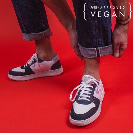 ME.LAND EVAN vegan and recycled sneaker in white and navy blue men